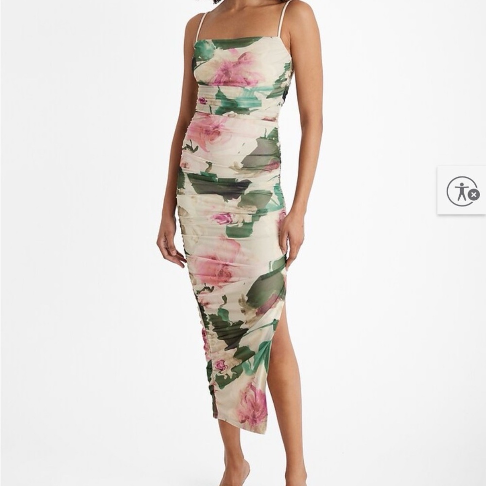Express Floral Midi Dress with Spaghetti Straps
